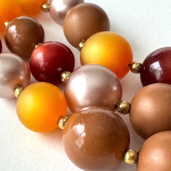 Moonglow 3-Strand Beaded Necklace Vintage 1960s Statement Choker - Picture 3 of 9